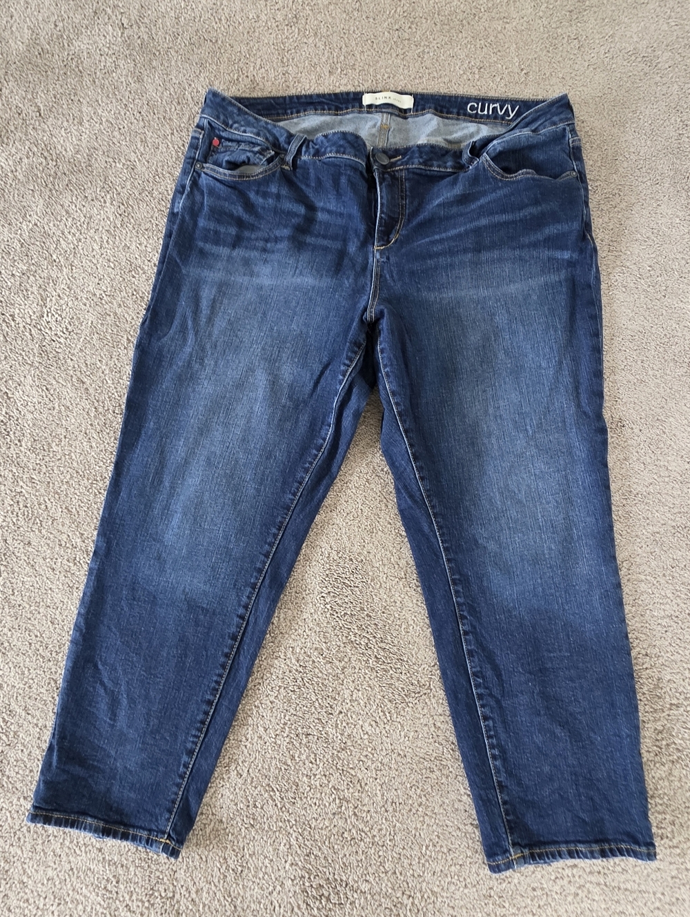 Slink Curvy Straight Leg Dark Blue Jeans 27" Ankle Inseam